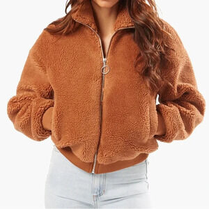 WeWoreWhat  Fleece Teddy Bomber Jacket NWT